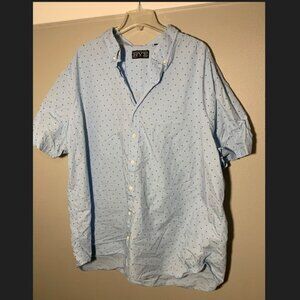 Rye button-up short sleeve shirt - baby blue with dark blue & green dots